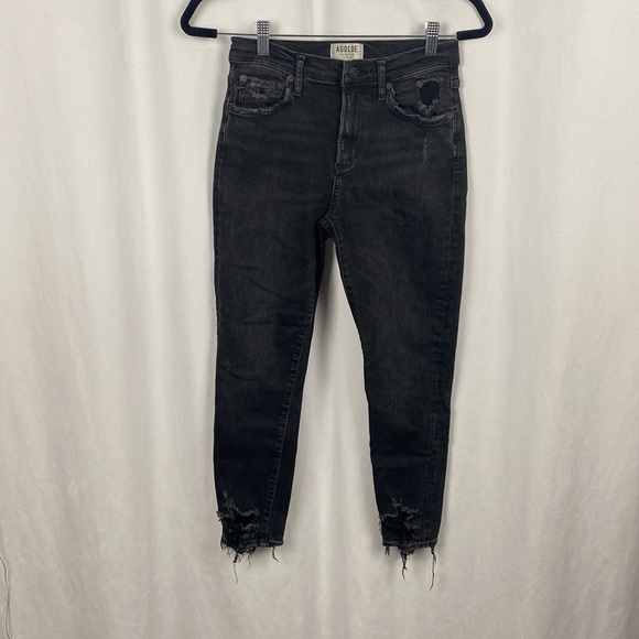 AGOLDE Sophie Mid Rise Skinny Crop Temple - Black Jeans - Size 28 - Picture 4 of 15